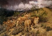 Gyorgy Vastagh A Family of Lions Sweden oil painting artist